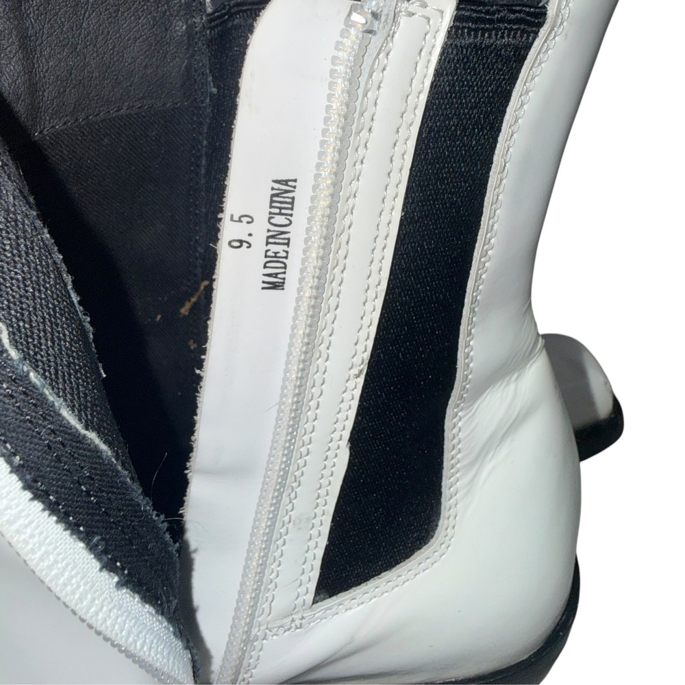 Jeffrey Campbell Womens White Leather Square Toe Block Heel Ankle Boots Size 9.5 - Picture 6 of 8